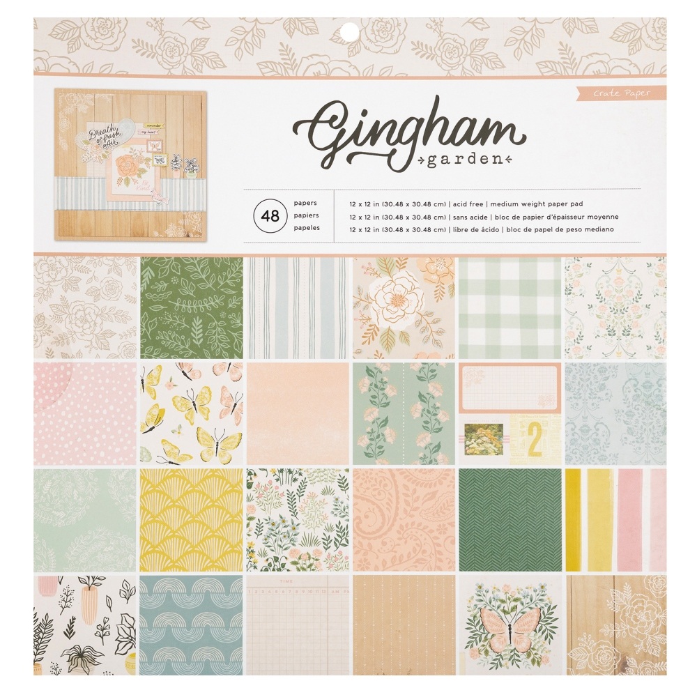 Crate Paper Gingham Garden Cardstock, In The Shade ScrapBoutique