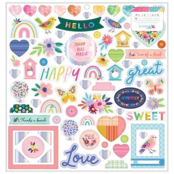 Paige Evans - Blooming Wild - 12x12" Chipboard Stickers