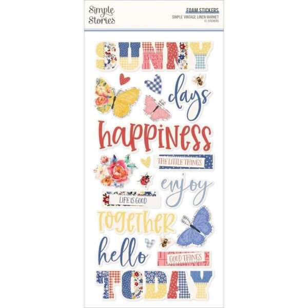 Simple Stories - Vintage Linen Market - Foam Stickers