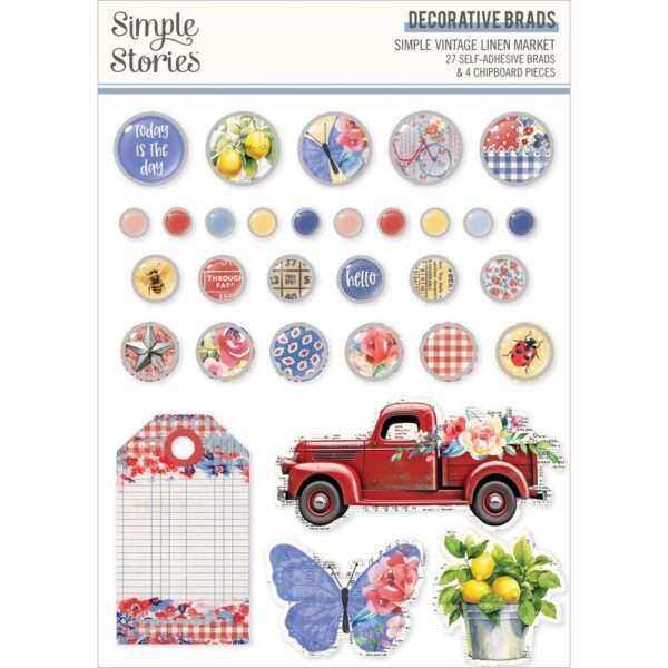 Simple Stories - Vintage Linen Market - Decorative Brads