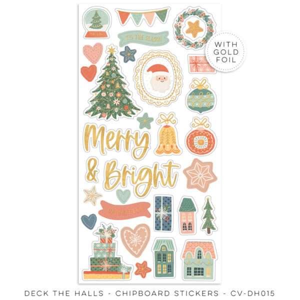 Cocoa Vanilla - Deck The Halls - Chipboard Stickers
