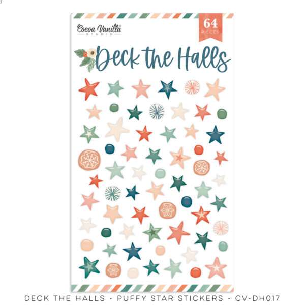 Cocoa Vanilla - Deck The Halls - Puffy Star Stickers
