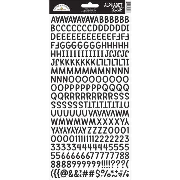 Doodlebug - Alphabet Soup Puffy Stickers - Black