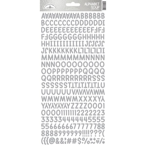 Doodlebug - Alphabet Soup Puffy Stickers - Silver