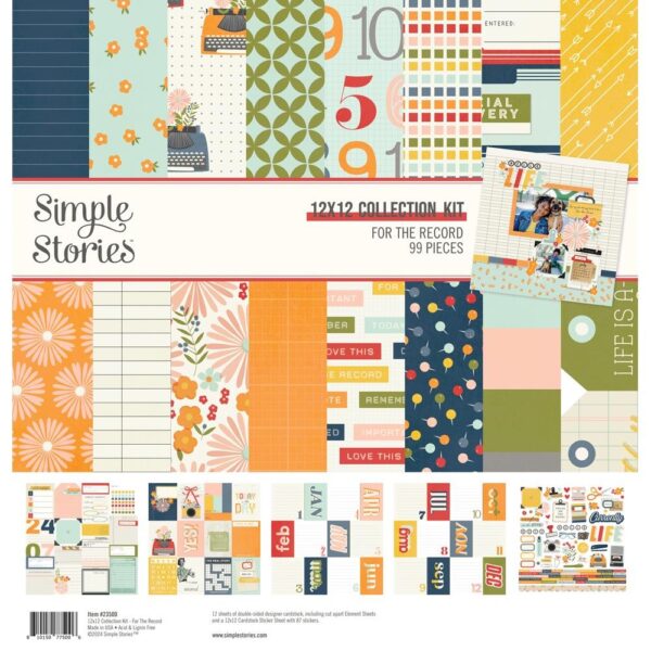 Simple Stories - For The Record - Cardstock Kit 12x12"