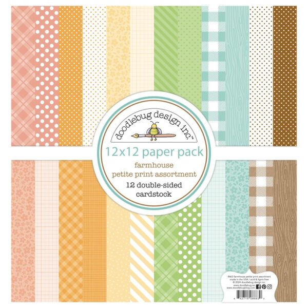 Doodlebug - Farmhouse - 12x12" Paper Pack, Petite Prints