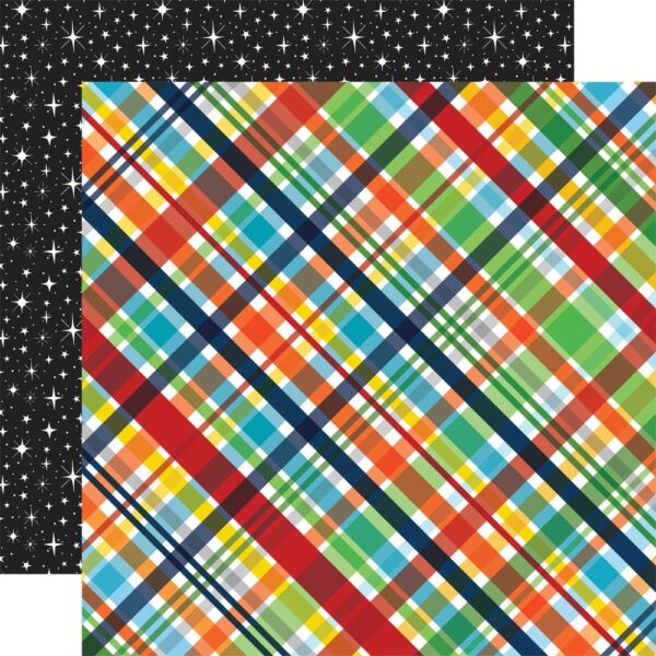 Echo Park - Blast Off - Cardstock, Explore Plaid