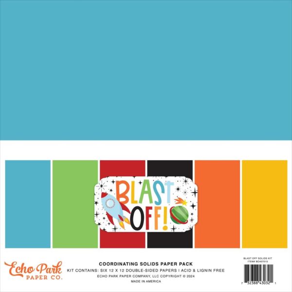 Echo Park - Blast Off - Collection Kit 12"X12", Solids
