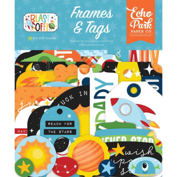 Echo Park - Blast Off - Ephemera Pack, Frames & Tags