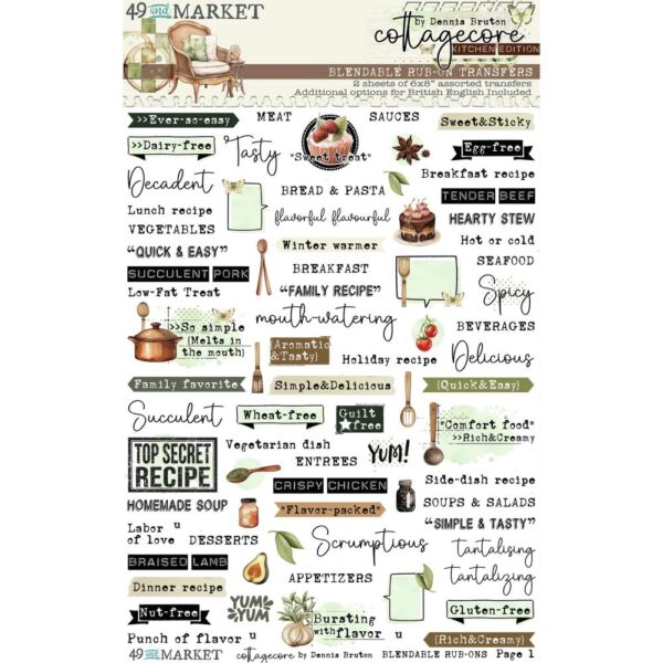 49 & Market - Cottagecore - Rub-On Transfer Set 6X8", Kitchen Edition