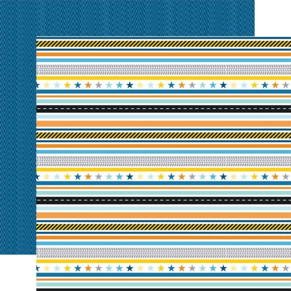 Echo Park - Little Builder - Cardstock, All Boy Stripes