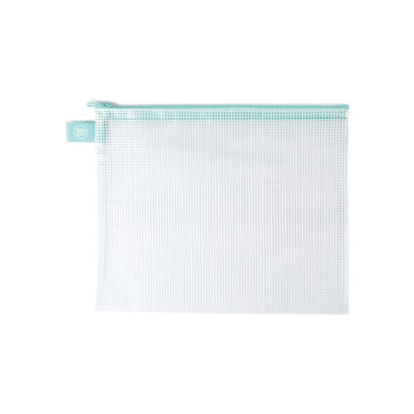 Avery Elle - Zippered Vinyl Mesh Pouch - Small Aqua
