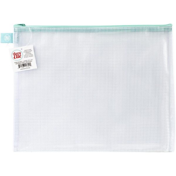 Avery Elle - Zippered Vinyl Mesh Pouch - Large Aqua
