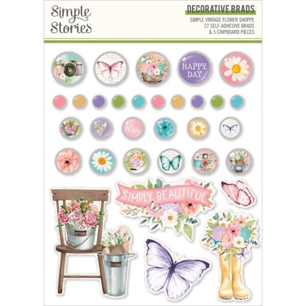 Simple Stories - Vintage Flower Shoppe - Decorative Brads
