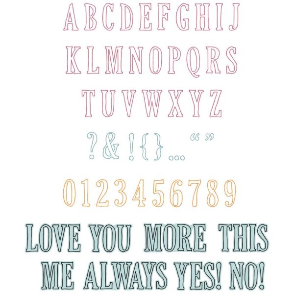 Sizzix - Clear Stamps W/Framelits Dies By 49 & Market - Fine Line Alpha 01