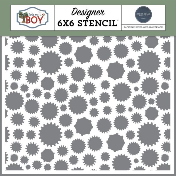 Carta Bella - That's My BOY - Stencil, Tinkering Gears