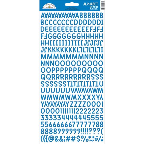 Doodlebug - Alphabet Soup Puffy Stickers - Blue Jean