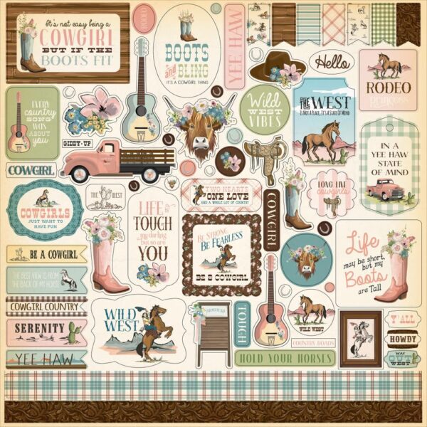 Carta Bella - Cowgirl - Cardstock Stickers 12x12"