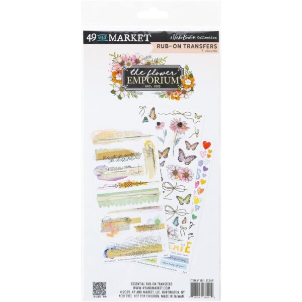 49 & Market - Vicki Boutin Flower Emporium - Rub-On Transfer Set, Essentials