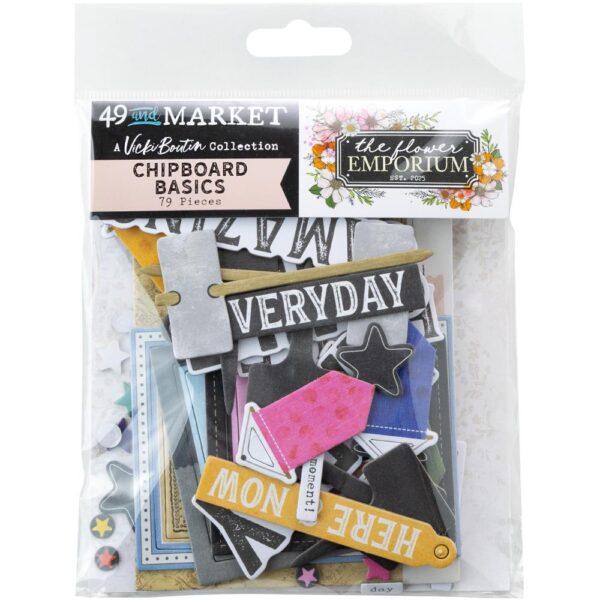 49 & Market - Vicki Boutin Flower Emporium - Chipboard Bits, Basics