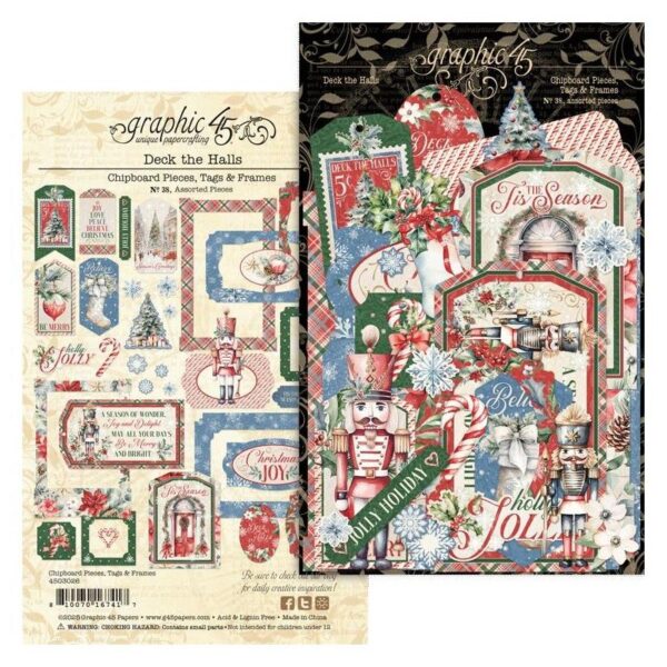 Graphic 45 - Deck The Halls - Chipboard Tags & Frames