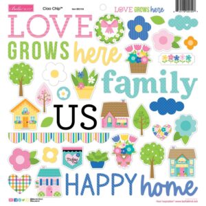 Bella Blvd - Love Grows Here - Ciao Chipboard Stickers 12"X12"
