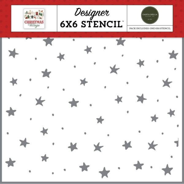 Carta Bella - Christmas Village - Stencil 6"X6", Merry And Bright Stars