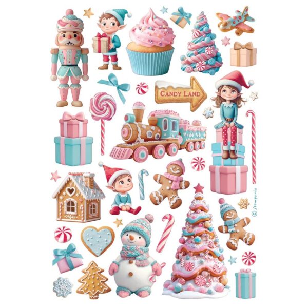 Stamperia - Candy Christmas - Rice Paper A4 Selection Pack 6Pk - Image 6