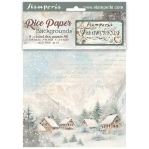 Stamperia - The Owl's House - Rice Paper A6 Backgrounds Pack 8Pk