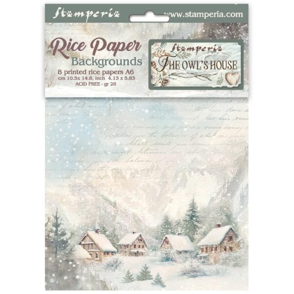 Stamperia - The Owl's House - Rice Paper A6 Backgrounds Pack 8Pk