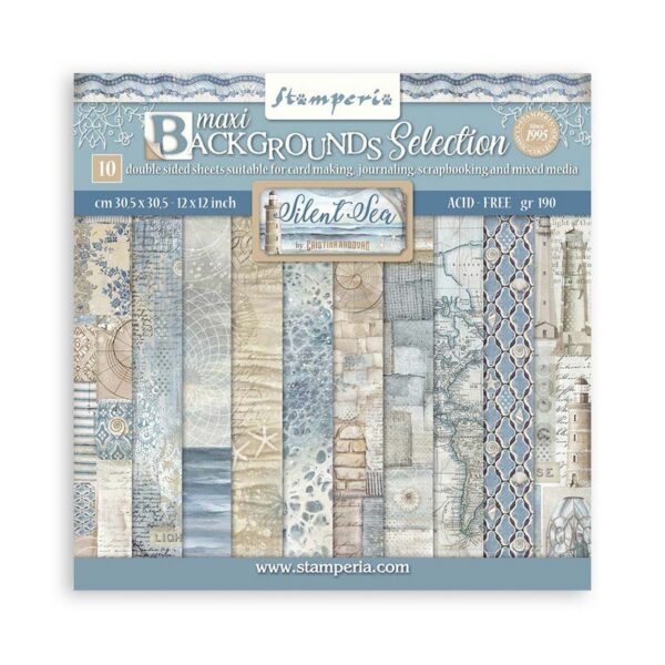 Stamperia - Silent Sea - 12x12″ Paper Pad, Double Sided, Backgrounds