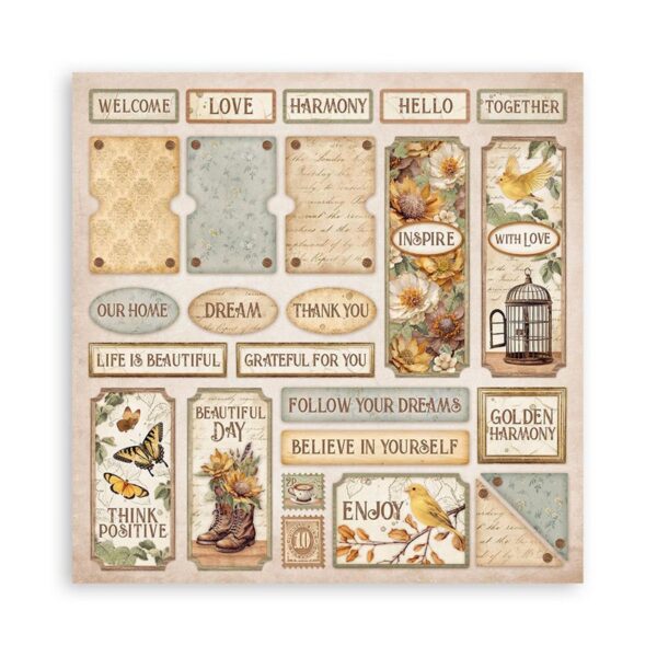 Stamperia - Golden Harmony - 8×8″ Paper Pad, Single Sided - Image 11