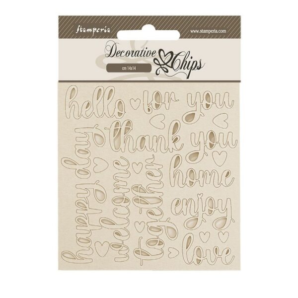 Stamperia - Golden Harmony - Decorative Chips, Writings