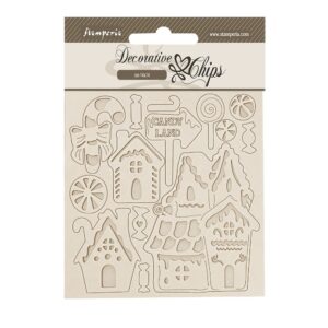 Stamperia - Candy Christmas - Decorative Chips, Marzipan Houses