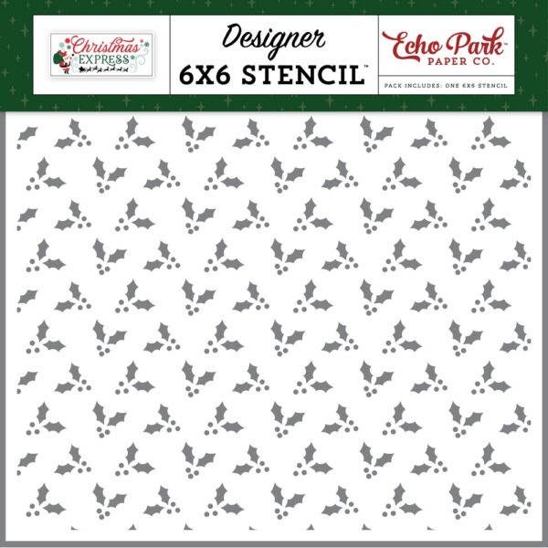 Echo Park - Christmas Express - Stencil 6"X6", Merry Christmas Mistletoe