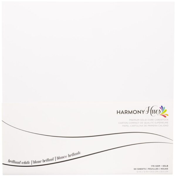 Harmony Hues 65# Cardstock 12"X12", 50/Pkg - Brilliant White