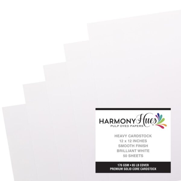 Harmony Hues 65# Cardstock 12"X12", 50/Pkg - Brilliant White - Image 2