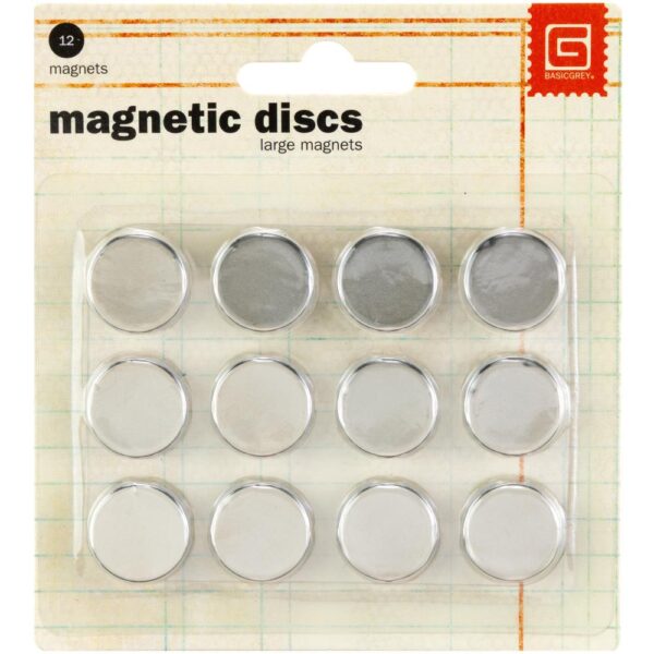 Basic Grey - Magnetic Discs 0.615" 12/Pkg