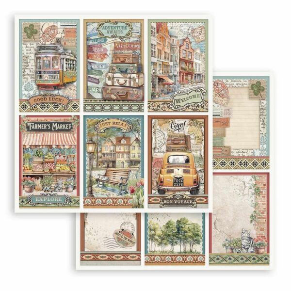 Stamperia - 12x12″ Paper Pad, Double Sided - Art Of Travelling - Image 3