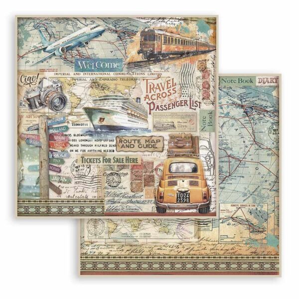 Stamperia - 12x12″ Paper Pad, Double Sided - Art Of Travelling - Image 6