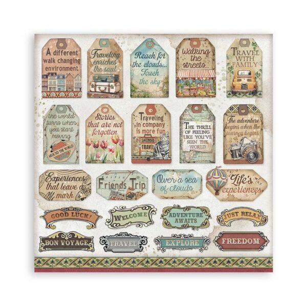 Stamperia - 12x12″ Paper Pad, Double Sided - Art Of Travelling - Image 10