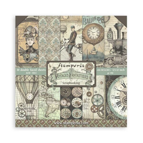 Stamperia - 12x12″ Paper Pad, Double Sided - Voyages Fantastiques