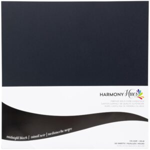 Harmony Hues 65# Cardstock 12"X12", 50/Pkg - Midnight Black