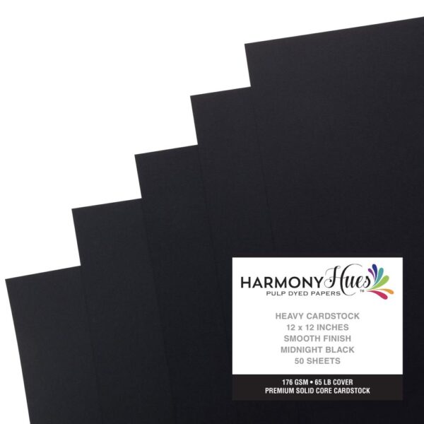 Harmony Hues 65# Cardstock 12"X12", 50/Pkg - Midnight Black - Image 2
