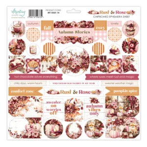 Mintay Papers - Rust & Rose - Chipboard Ephemera Sheet
