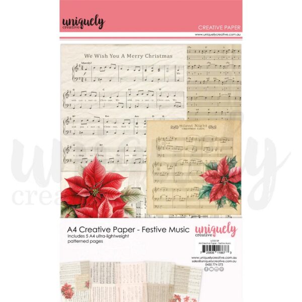 Uniquely Creative - Home for Christmas - A4 Creative Paper, Festive Music