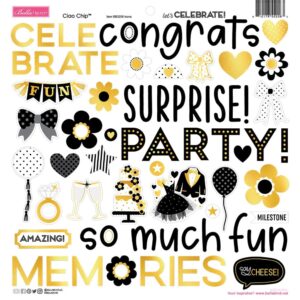 Bella Blvd - Let's Celebrate - Ciao Chipboard Stickers 12"X12"