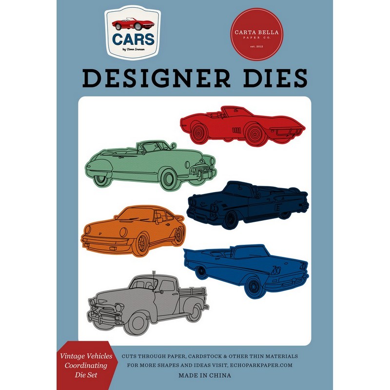 Carta Bella - Cars - Coordinating Medium Die Set, Vintage Vehicles