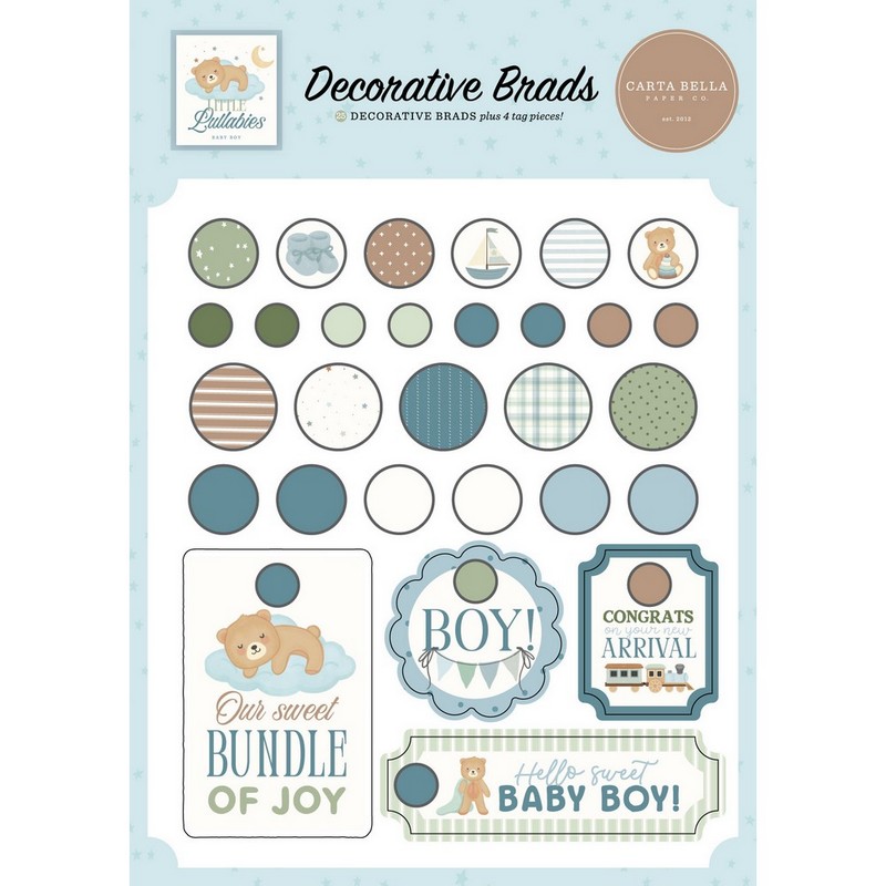 Carta Bella - Little Lullabies, Baby Boy - Decorative Brads