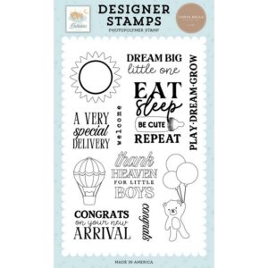Carta Bella - Little Lullabies, Baby Boy - Stamp Set, Thank Heaven